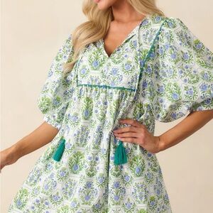 Red Dress Entro Green and Blue Floral Mini Dress